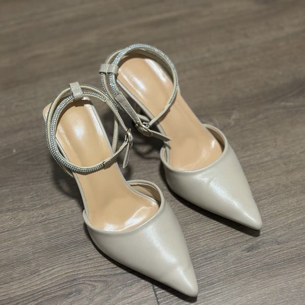 High Heels Lightweight All-Season Versatile Pointed Toe Rhinestone Mid-Heel Flat