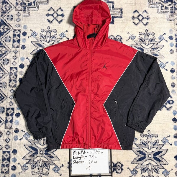 Jordan Men’s Medium Red Black Hooded Jacket Jumpman 2-Way Full Zip NWT