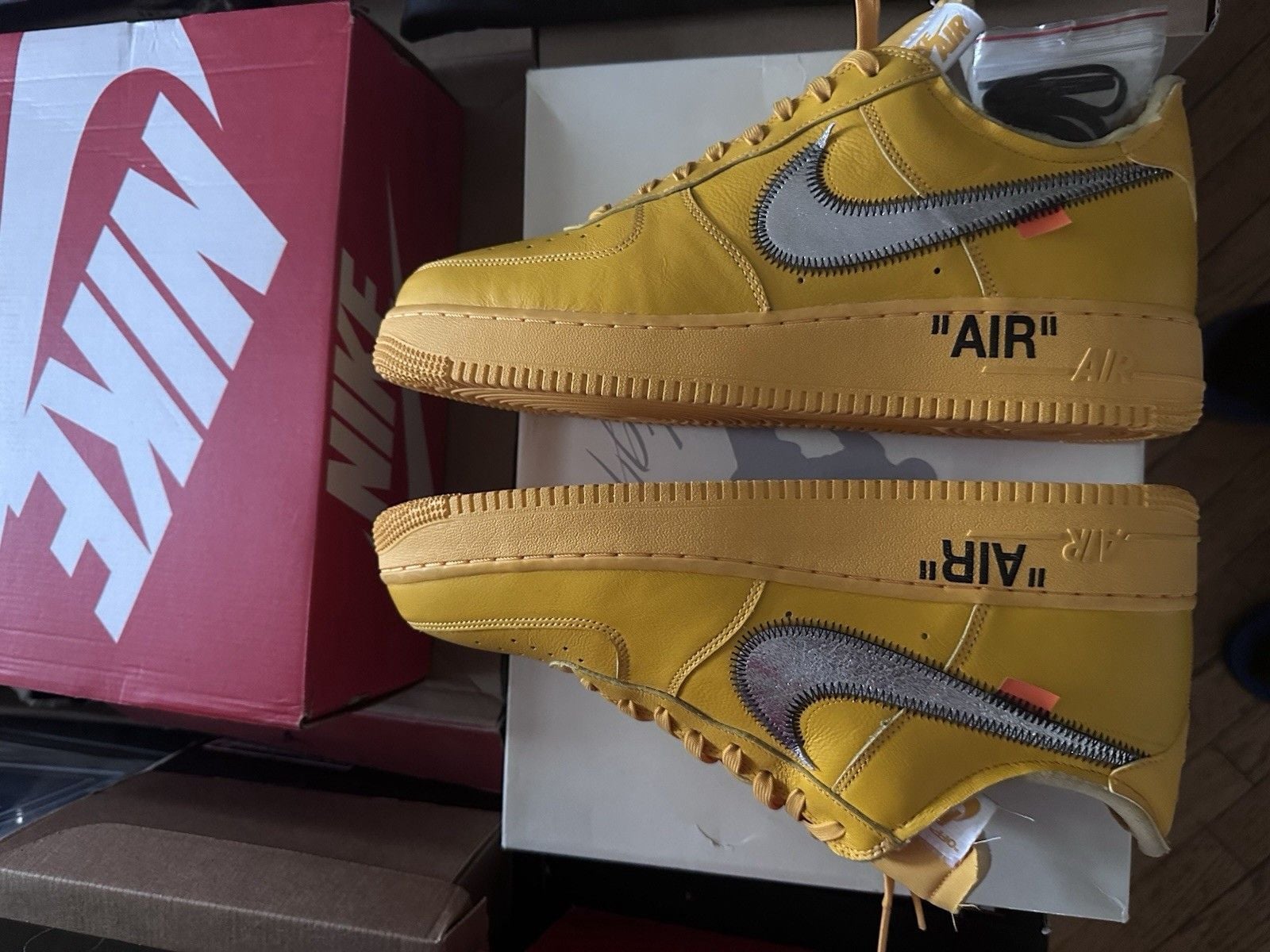 SIZE 13🌟Off-White Nike Air Force 1 ICA UNIVERSITY GOLD grail LIKE NEW 12