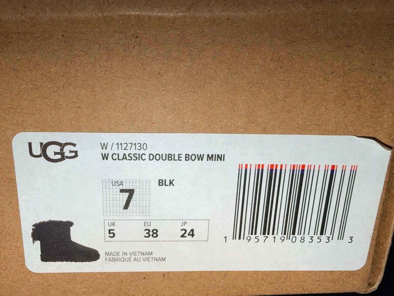 UGG Women's Classic Double Bow Mini Ankle Boots Black Size 7 6