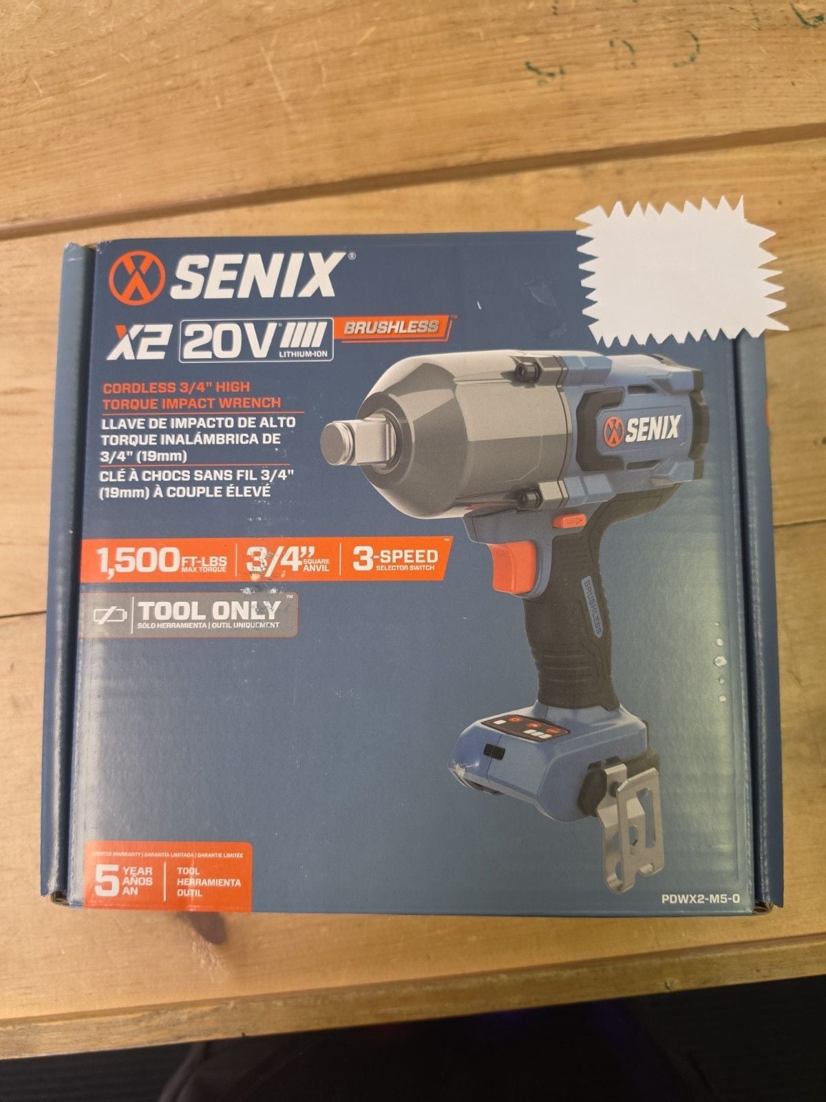 Senix PDWX2-M5-0 20V Max* Brushless 3/4" Cordless Impact Wrench (Tool Only) New 1