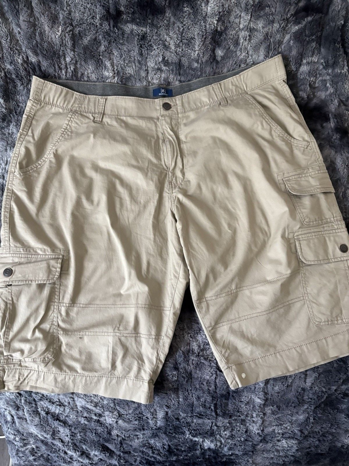 George Mens Cargo Shorts Size 46 Beige Khaki Big and Tall Multi Pocket 2