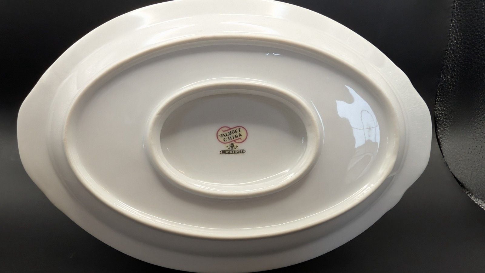 Valmont China Briar Rose Pattern Gravy Boat Attached Underplate Gold Trim 3