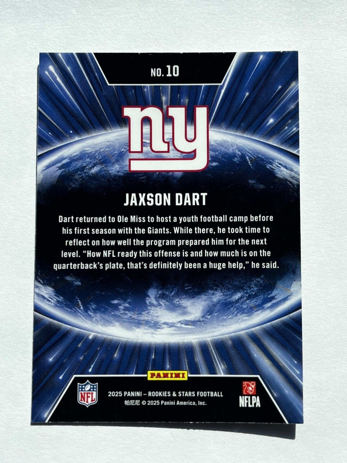 2025 Panini Rookies & Stars - Stellar Rookies Jaxson Dart #10 Silver (RC) Giants 2