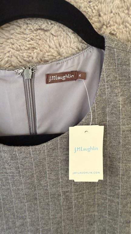 NWT J. McLaughlin Murphy Dress Grey Pinstripe Size 4 Wool Career Office $238 11
