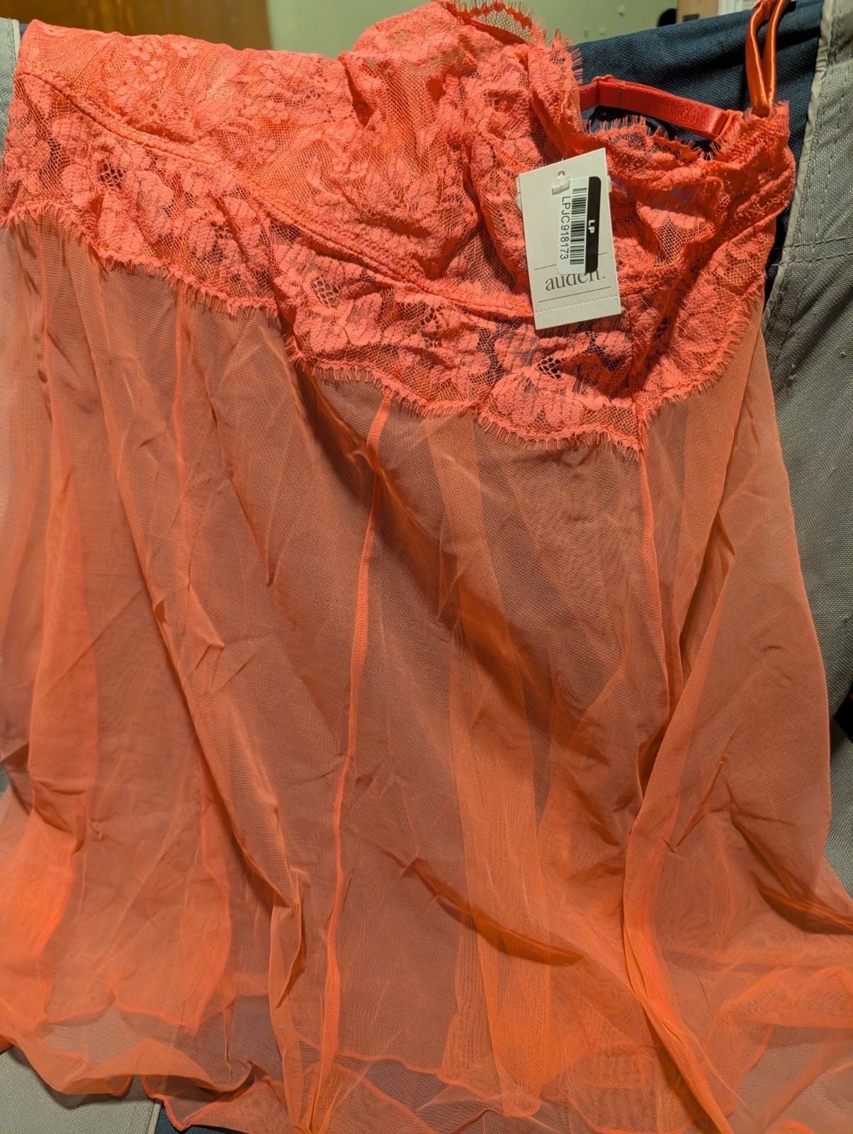 Auden Target Women Lace Trim Mesh Babydoll Chemise Size Xs Coral NWT 023-10-2333 1