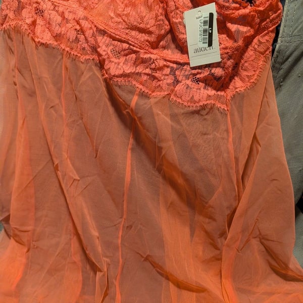 Auden Target Women Lace Trim Mesh Babydoll Chemise Size Xs Coral NWT 023-10-2333