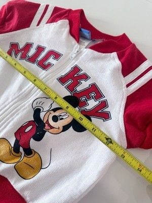 Rare Vintage Disney Red White Varsity Short Sleeve Zip Up 2/3 5