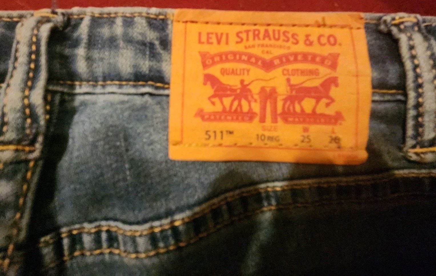 Levi's 511 Boys Slim Stretch Blue Denim Jeans 10 Waist 25 Medium Wash 6