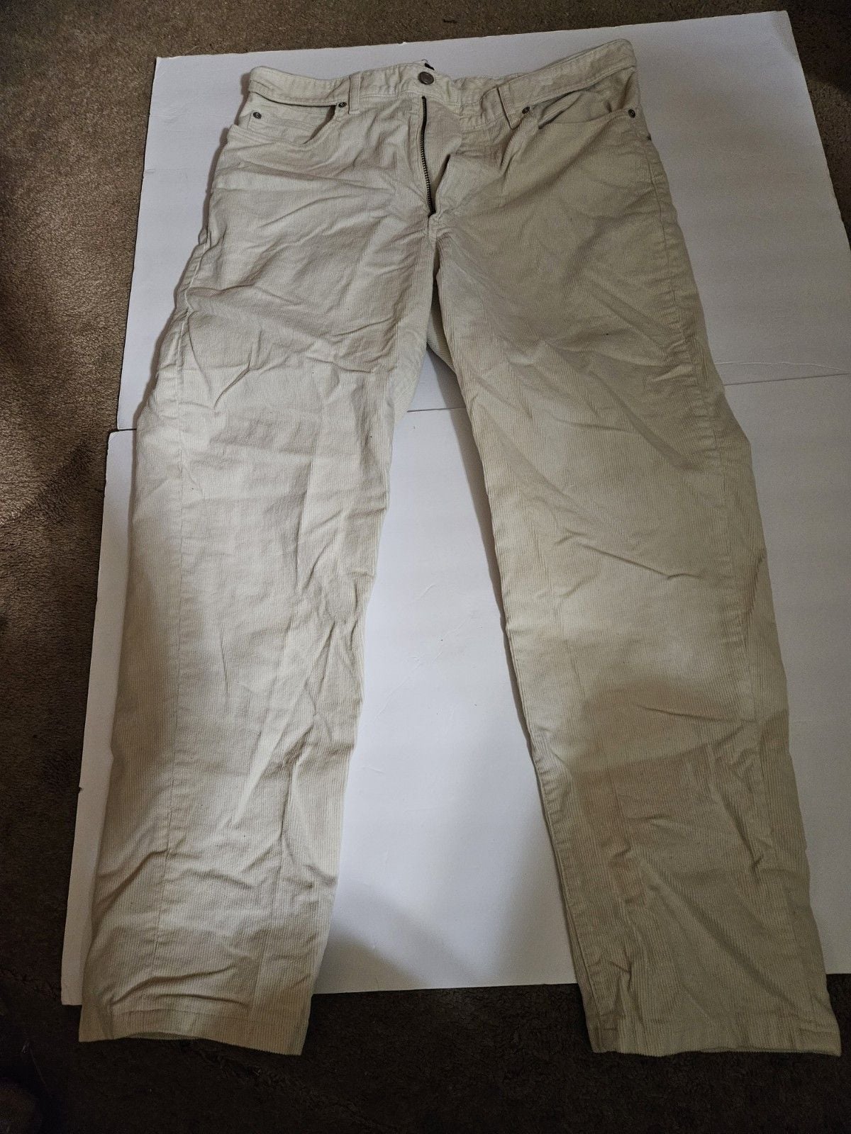 Lands End Mens Cream Corduroy Pants 36 2