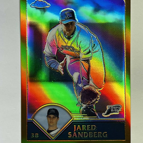 2003 Topps Chrome Gold Refractor #244 Jared Sandberg Tampa Devil Rays /449
