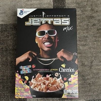 NEW! GENERAL MILLS ~Justin Jefferson's Jettas Mix Strawberry Lemon Cereal~12 oz 1