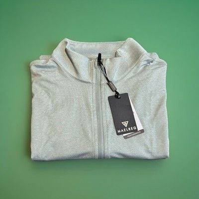 NWT Maelreg Men's Performance Golf 1/4 Zip Pull Over Size M Green Melange 5