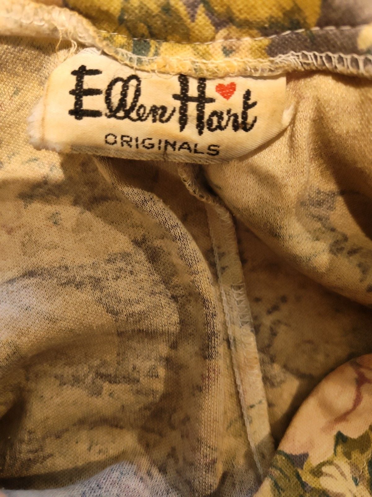 Vintage Ellen Hart Originals Grey Flower pattern Stretch Dress W Shoulder Pads P 4