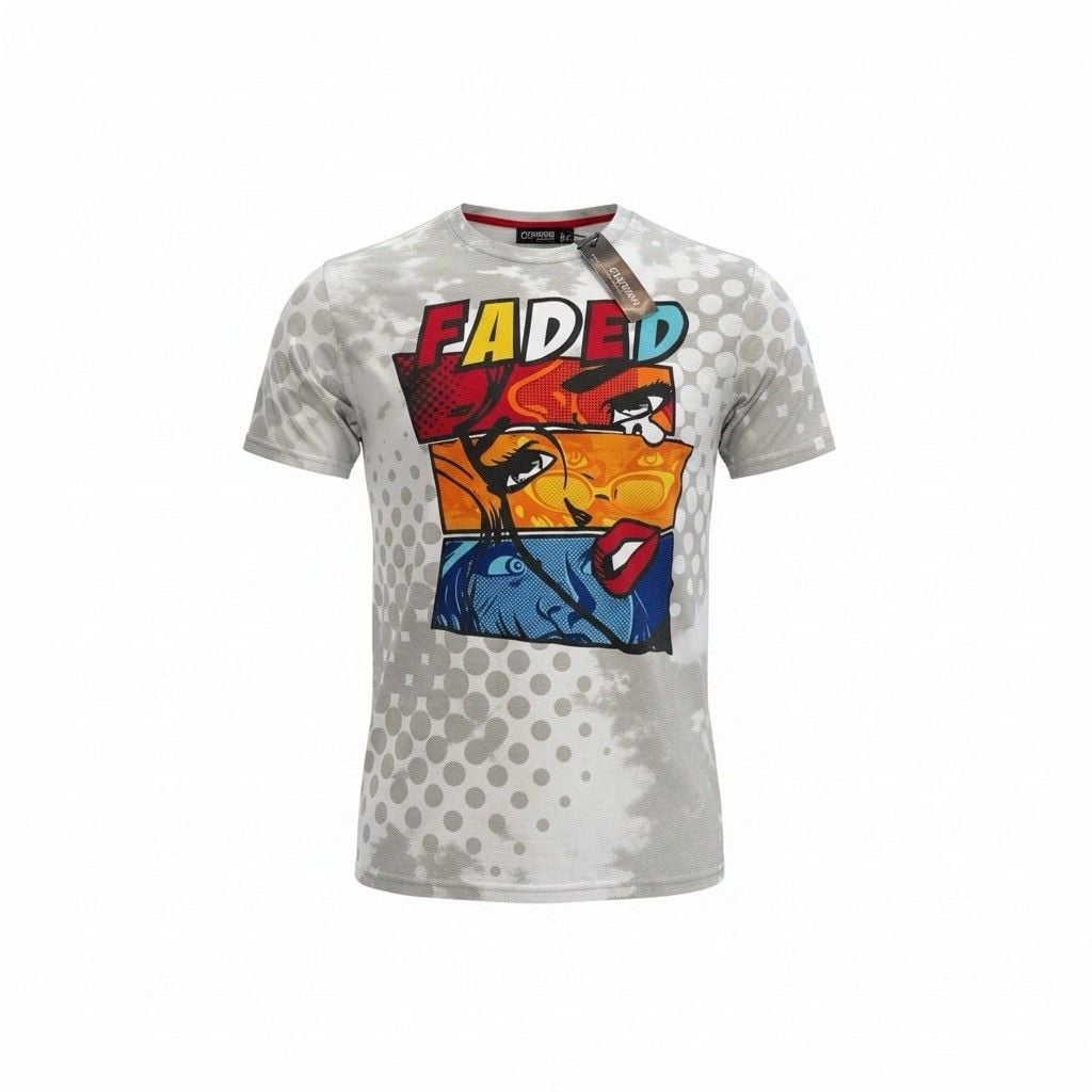 Contender Faded Pop Art Graphic Print T-Shirt White Cotton Crewneck 2XL-0047 4