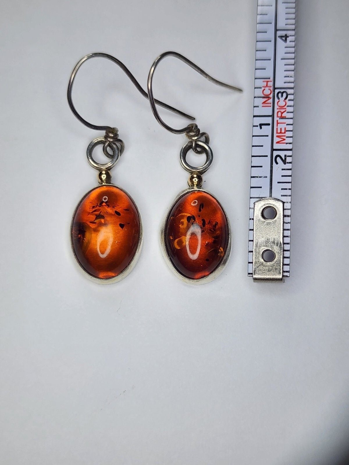 Sterling Silver 14k Gold Baltic Amber Earrings 4