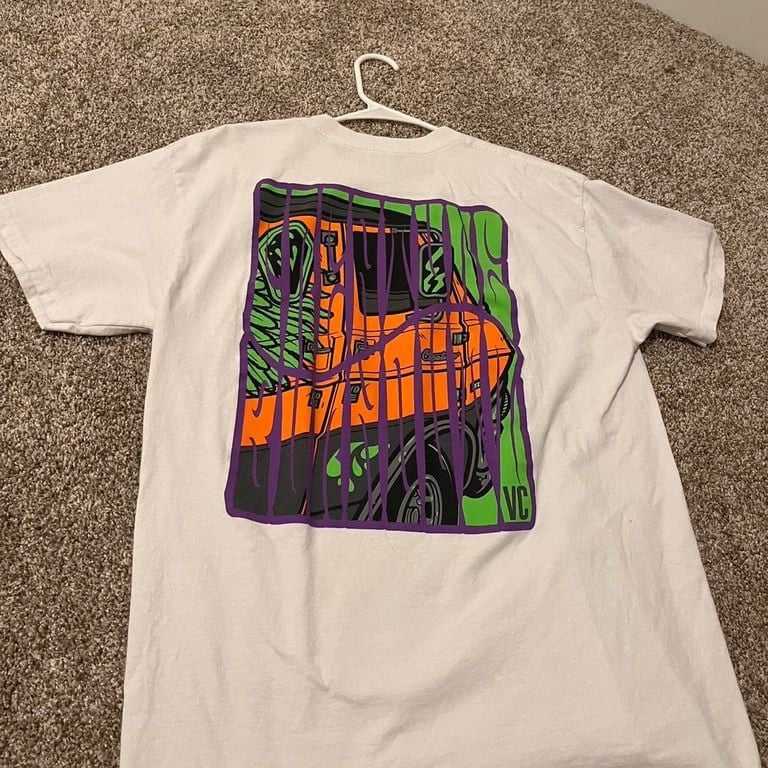 White and green Creature Skateboards tee 3