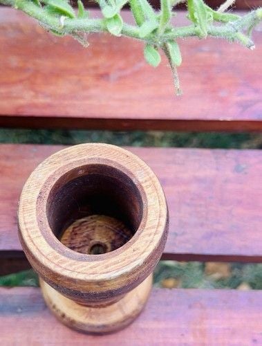 Vintage Primitive HandCrafted &Carved Wooden Vase, Mortar Wood Is Very Smooth 4