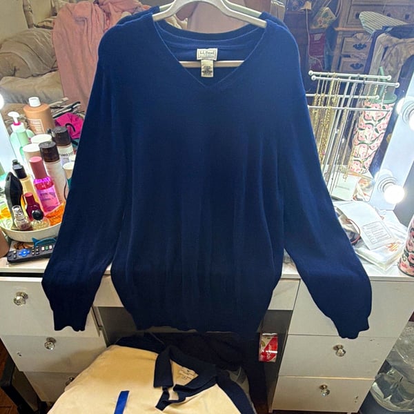 L.L.Bean Blue Men's Knit Crewneck Pullover Sweater Long Sleeve Size large