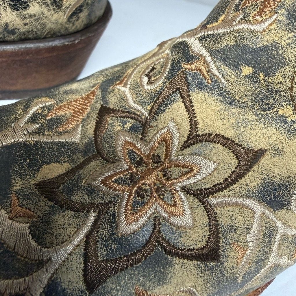 Rocky Women’s Floral Distressed Leather Snip Toe Boots Size 9 M Style 5233 9