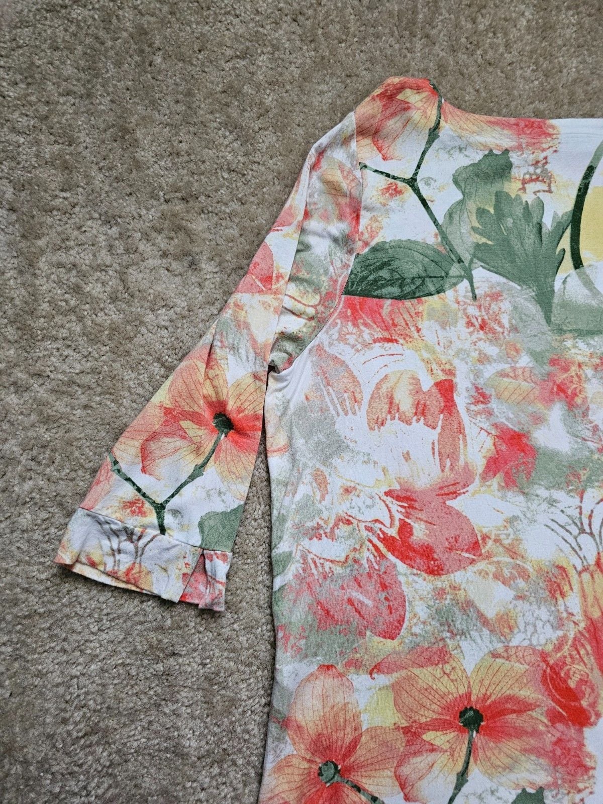 Chico's Women's Size 3 XL Floral Watercolor Tunic Top 3/4 Sleeve Multicolor 8