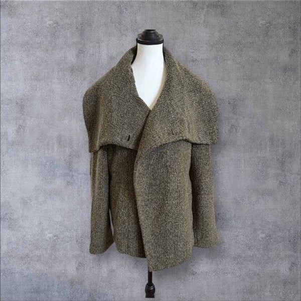 Lisa Rinna Collection Boucle Shawl Collar Jacket Color: Deep Olive Size M