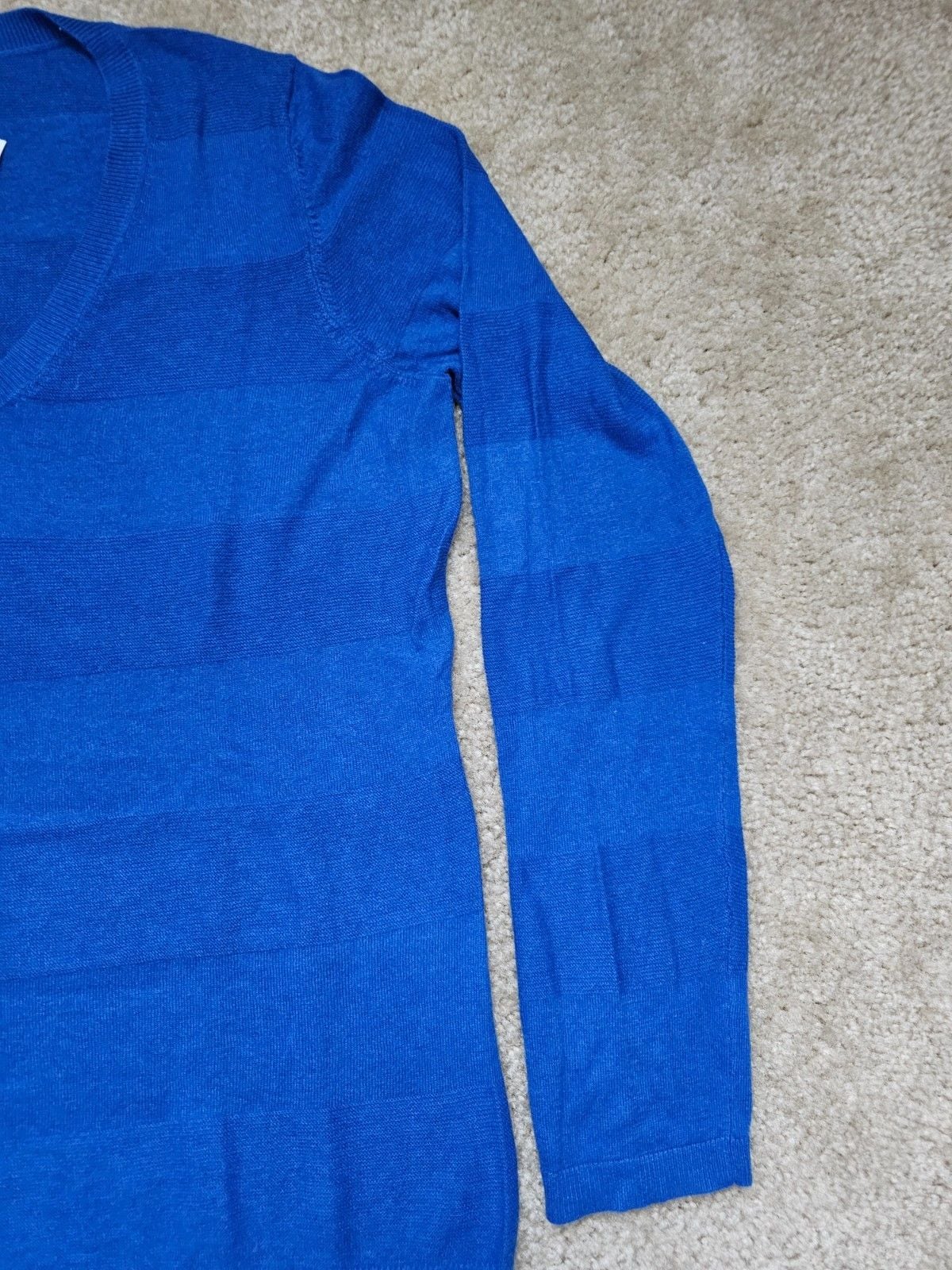 NWT Ann Taylor Blue Scoop Neck Striped Lightweight Sweater Women's L $69 4