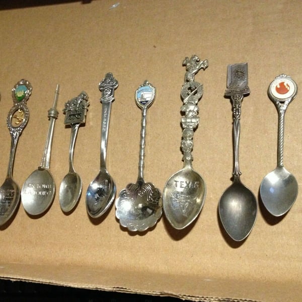 10 Assorted Souvenir Spoon Collection including Silver Plated "FREE SHIPPING"