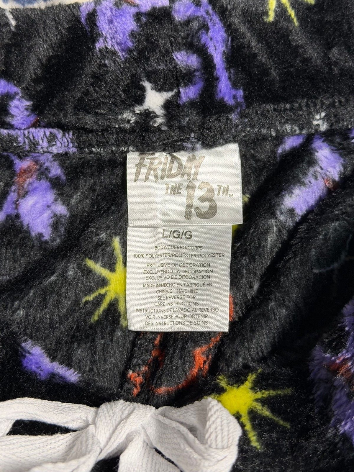 Friday the 13th Jason Voorhees Plush Lounge Shorts Black Purple NWT 3
