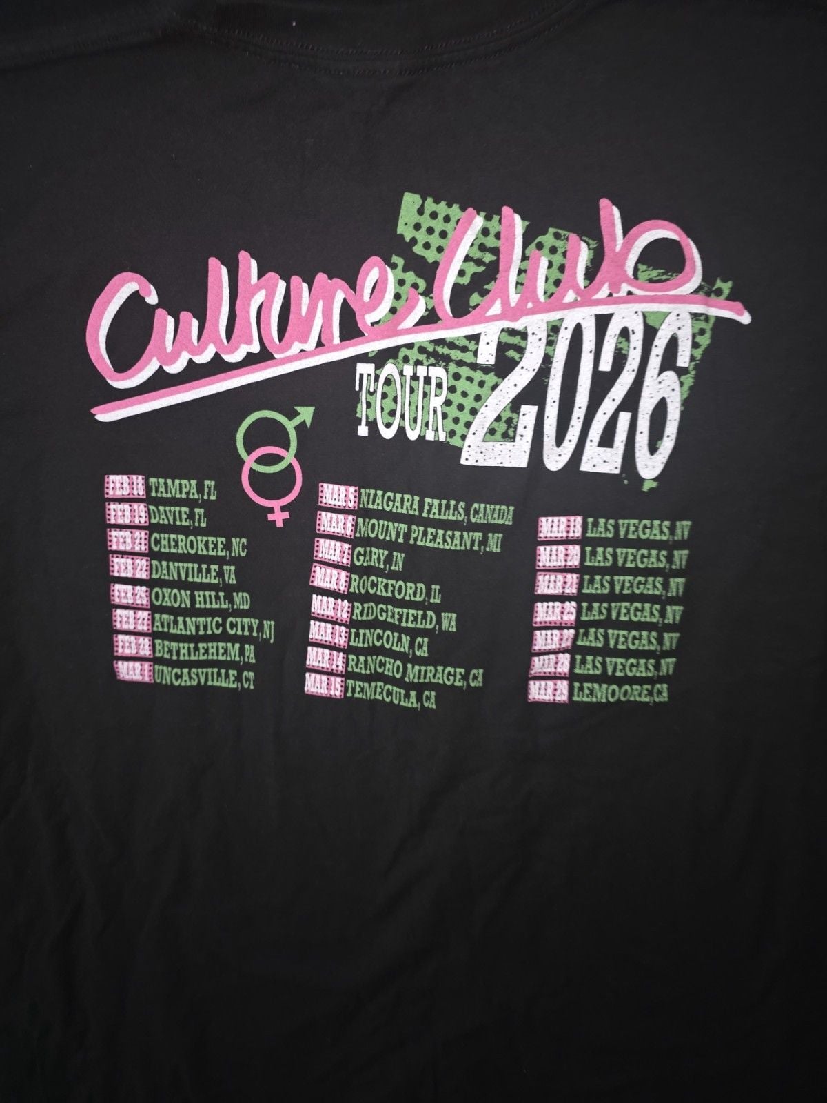 Culture Club Black 2026 Tour Tshirt Size XL 3