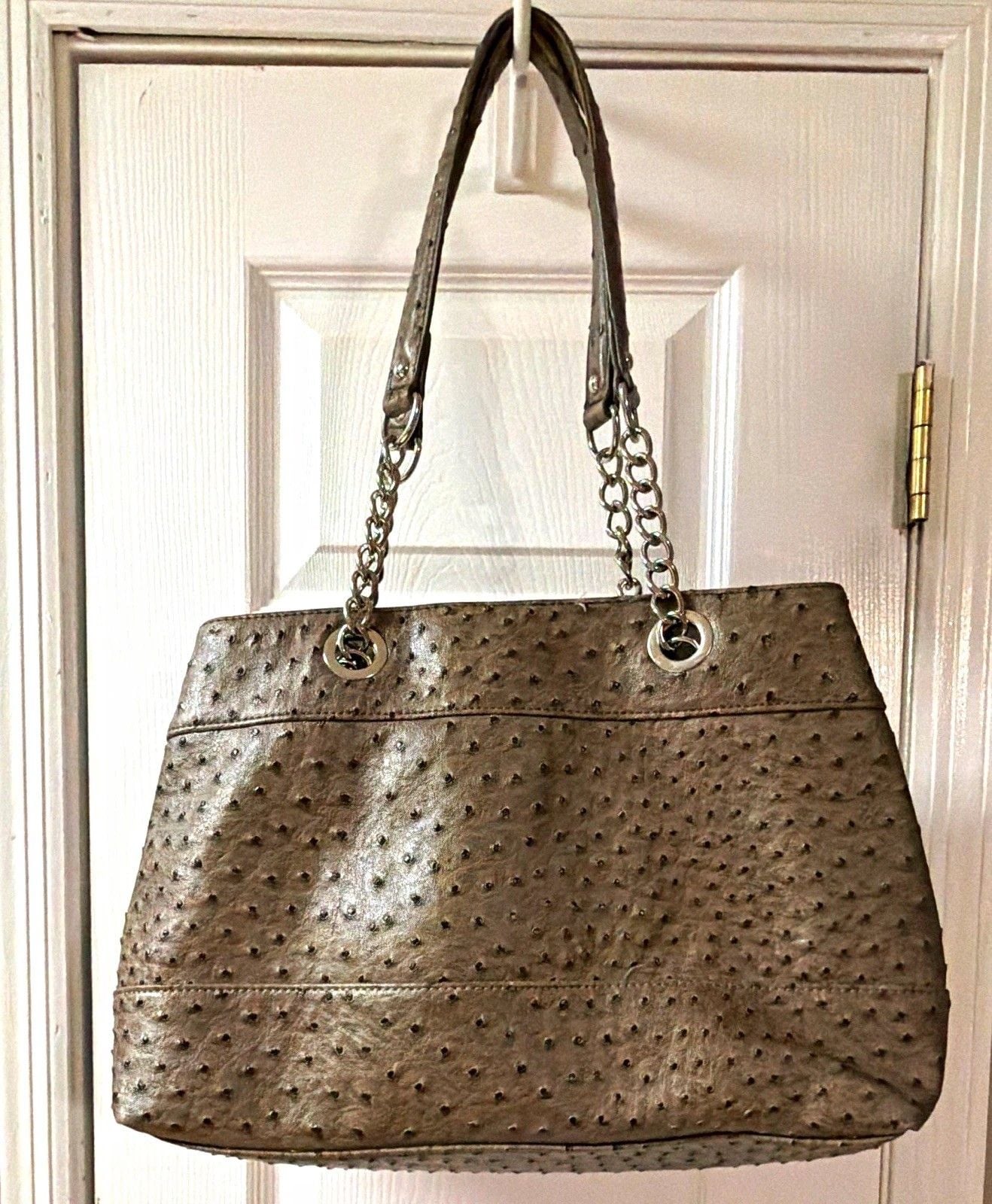 Kelly & Katie Tan Faux Ostrich Leather Shoulder Bag Purse Tote - NWOT 2