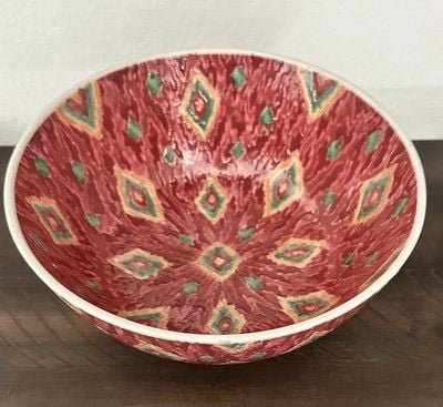 Vintage Chinese Export Porcelain Bowl with a rose, green, and gold pattern 2
