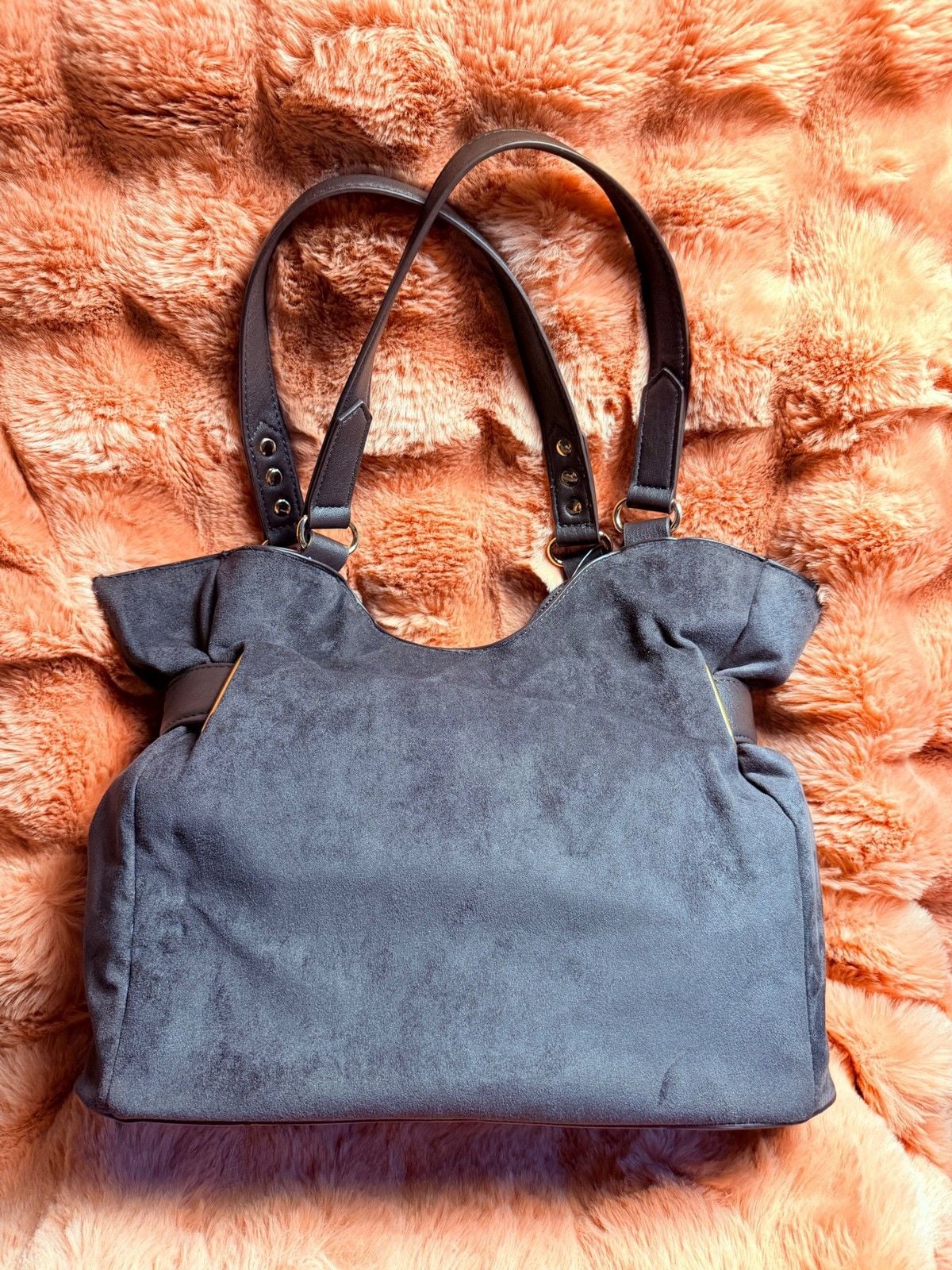 Juicy Couture Dark Brown Suede Leather Handbag with Gold Hardware 4