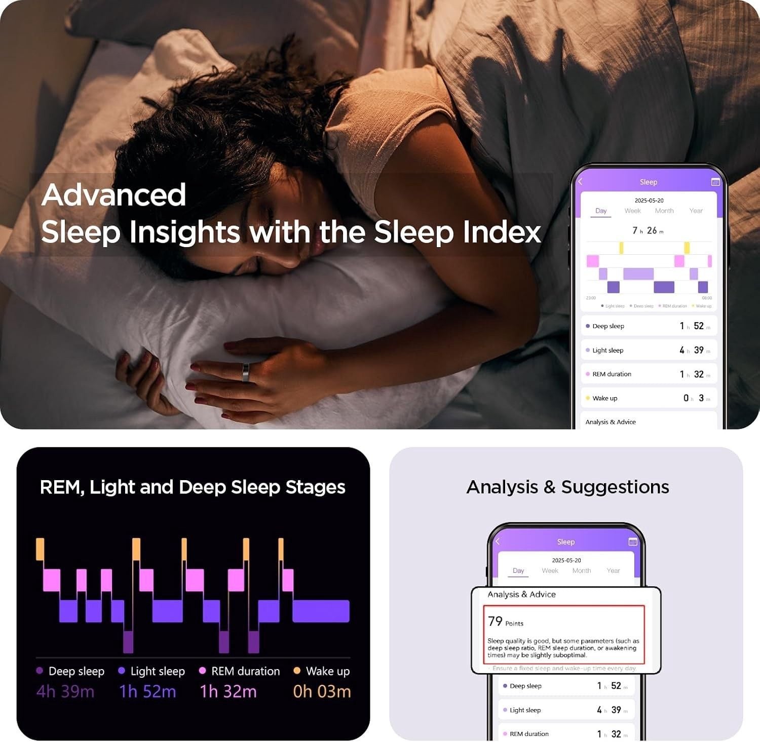 BENIO Gen2 Smart Ring for Women Men Sleep Health Fitness Tracker size #11 4