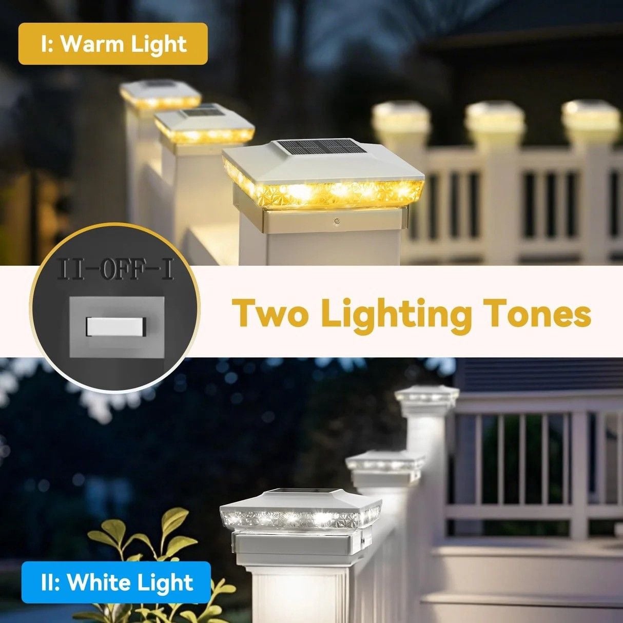KEILAIMO Solar Post Cap Lights, 12-Pack Upgraded Outdoor Deck Fence Post 3