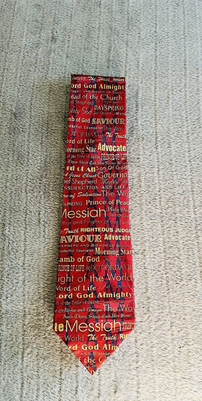 Free Man Apparel Names Of Jesus Red Silk Necktie 4” Christian Religious Church 8