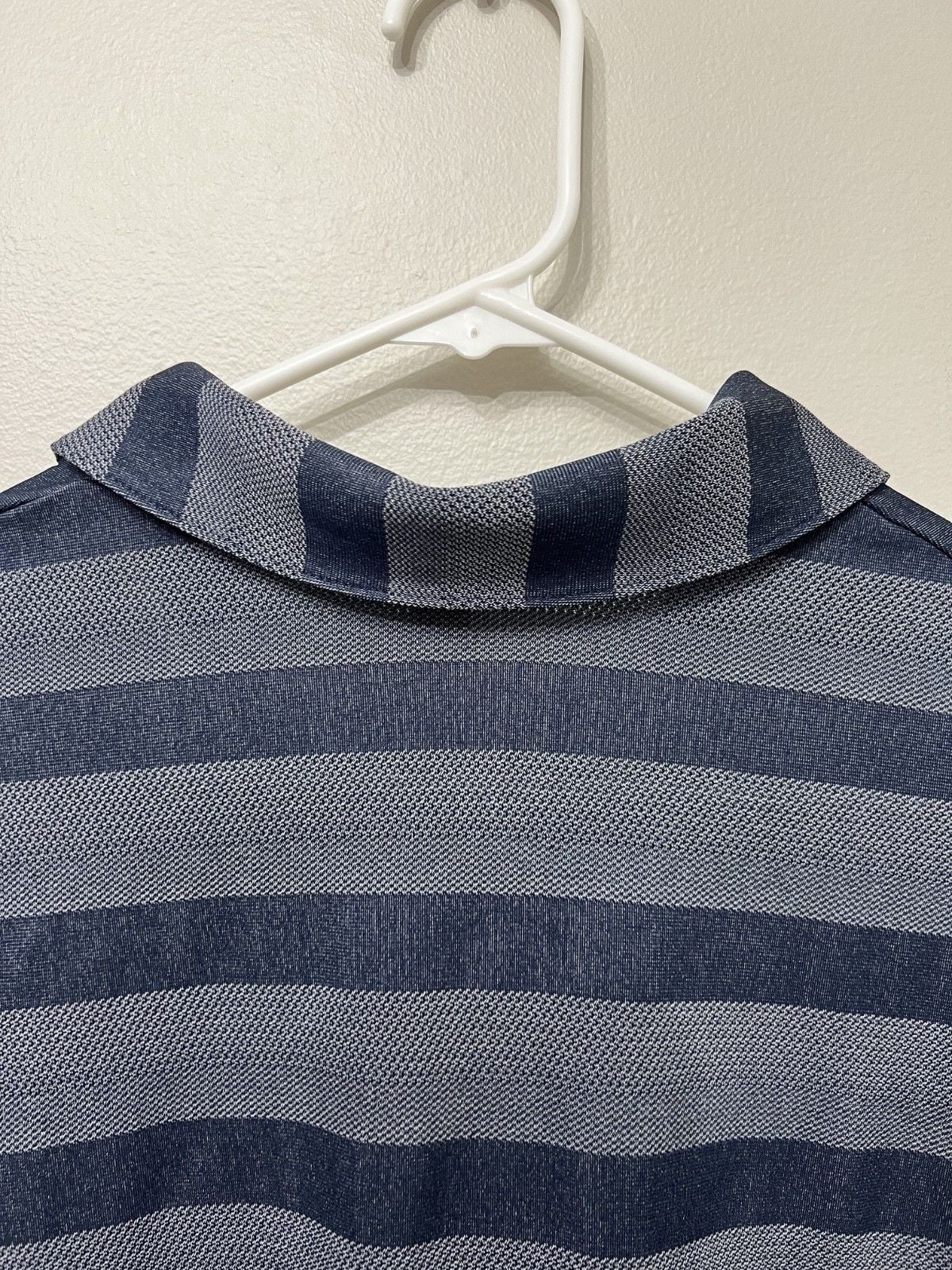 Adidas Polo Shirt Mens XL Blue Two-Color Striped Recycled Polyester Short Sleeve 8