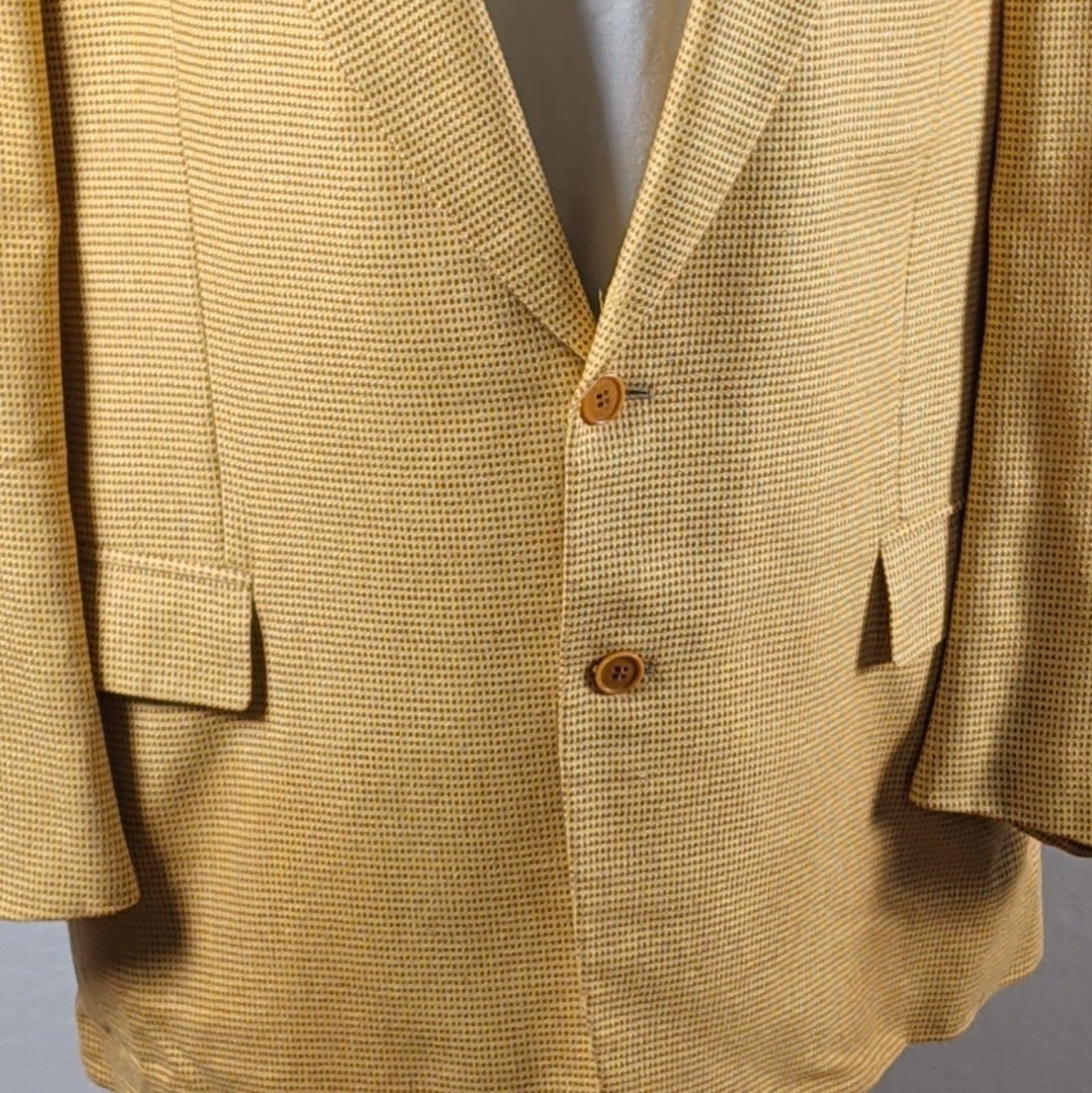 Zanella Sport Coat 42 R Silk Wool Blazer Made in Italy Yellow Houndstooth Check 4