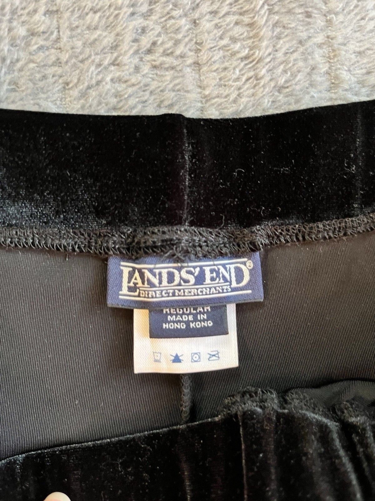 Women’s Lands' End Black Velvet Pants Size Med Elastic Waist Wide Leg Holiday 8