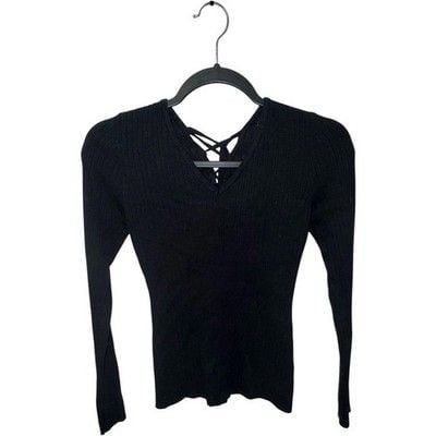 Love Tree Black Ribbed Knit Sweater with Lace-Up Detail 3