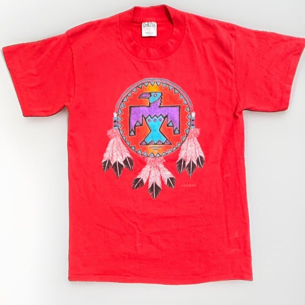 Vintage Native American 90s Single Stitched Red Shirt Size XL Made In USA