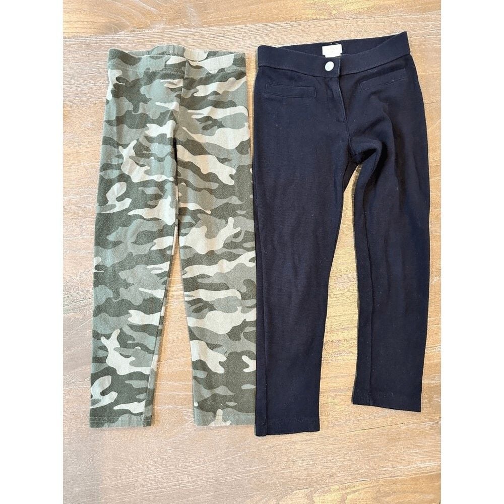 6/7 girls bundle old navy j.crew camo black leggings lot 3