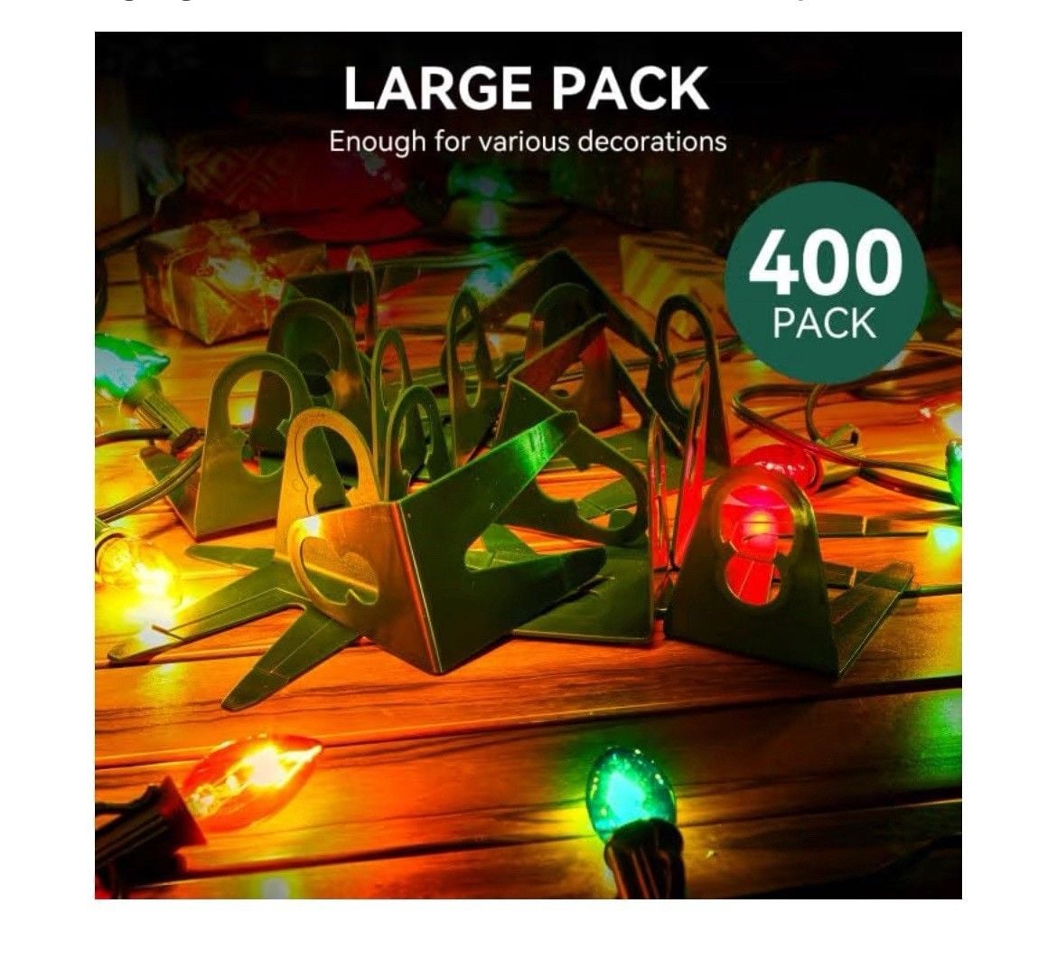 Pack of 100 Original Shingle Tab for C7/E12 C9/E17 Lights, Green, Christmas Ligh 2