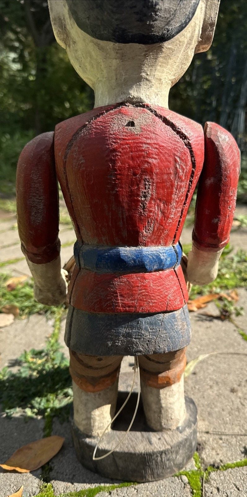 Antique Carved Wood Mechanical Folk Art Figure Rice Winnower Asian Art 7