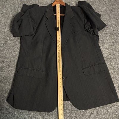 Vintage Christian Dior Suit Mens 46L 44x32 Charcoal Gray Pinstripe Wool 2 Piece 8