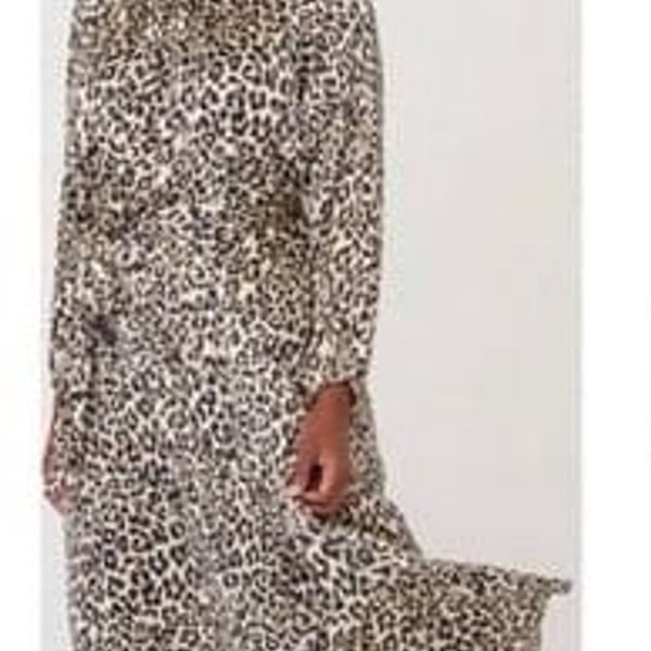 Loft Leopard Print Long Sleeve Midi Dress Size 12 Career Minimalist Animal Print