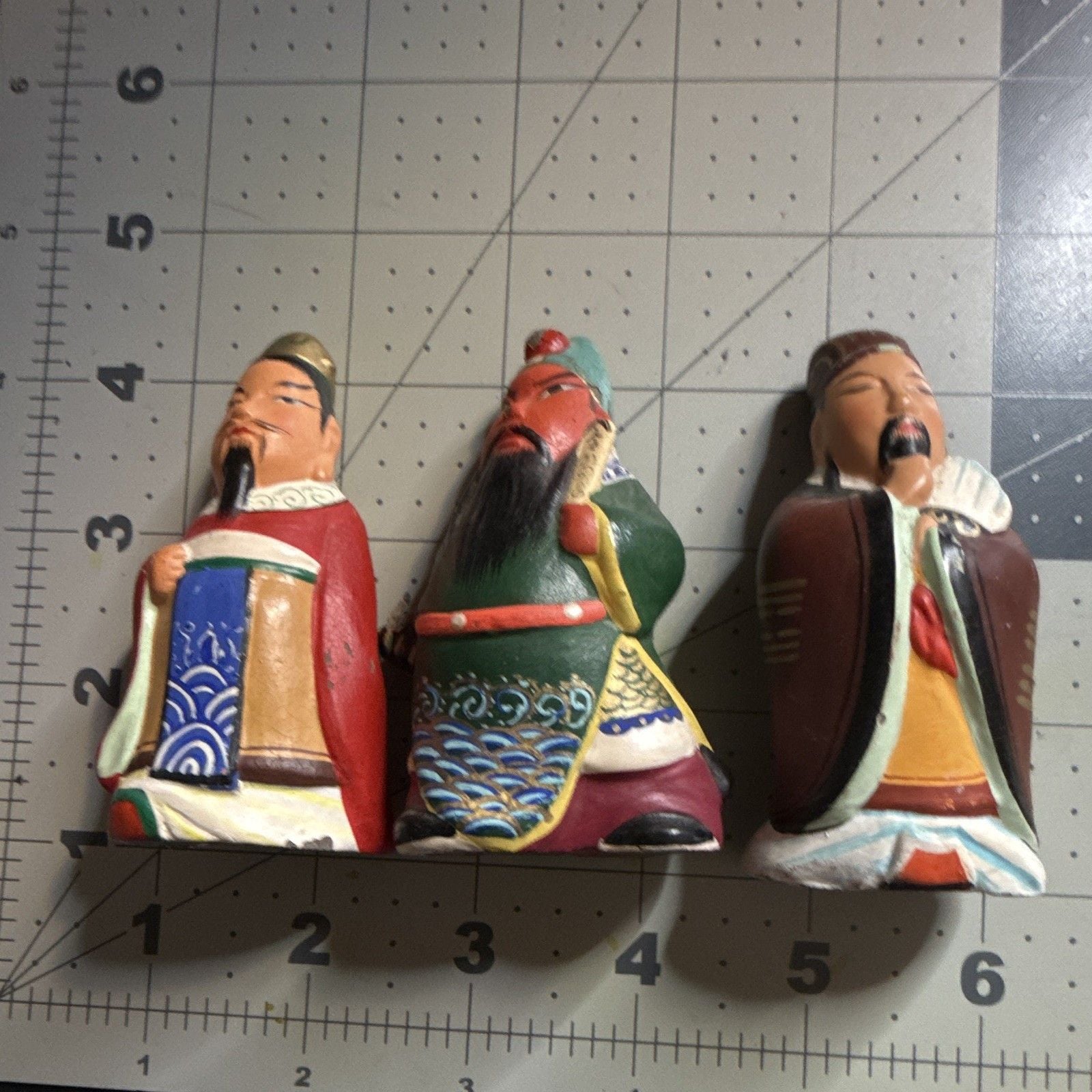 Chinese Hand-Painted Figurine Statue Set Lot of 3 13