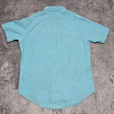 Ralph Lauren Button Down Shirt Custom Fit Mens L Aqua Blue Cotton Preppy Classic 10