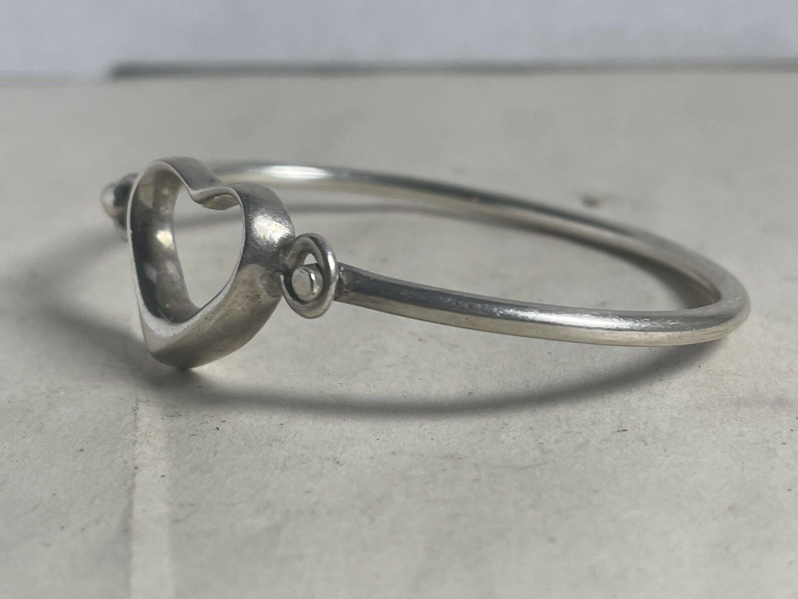 Native Southwestern Sterling Open Heart Bangle Cuff Bracelet Sterling Silver 925 4