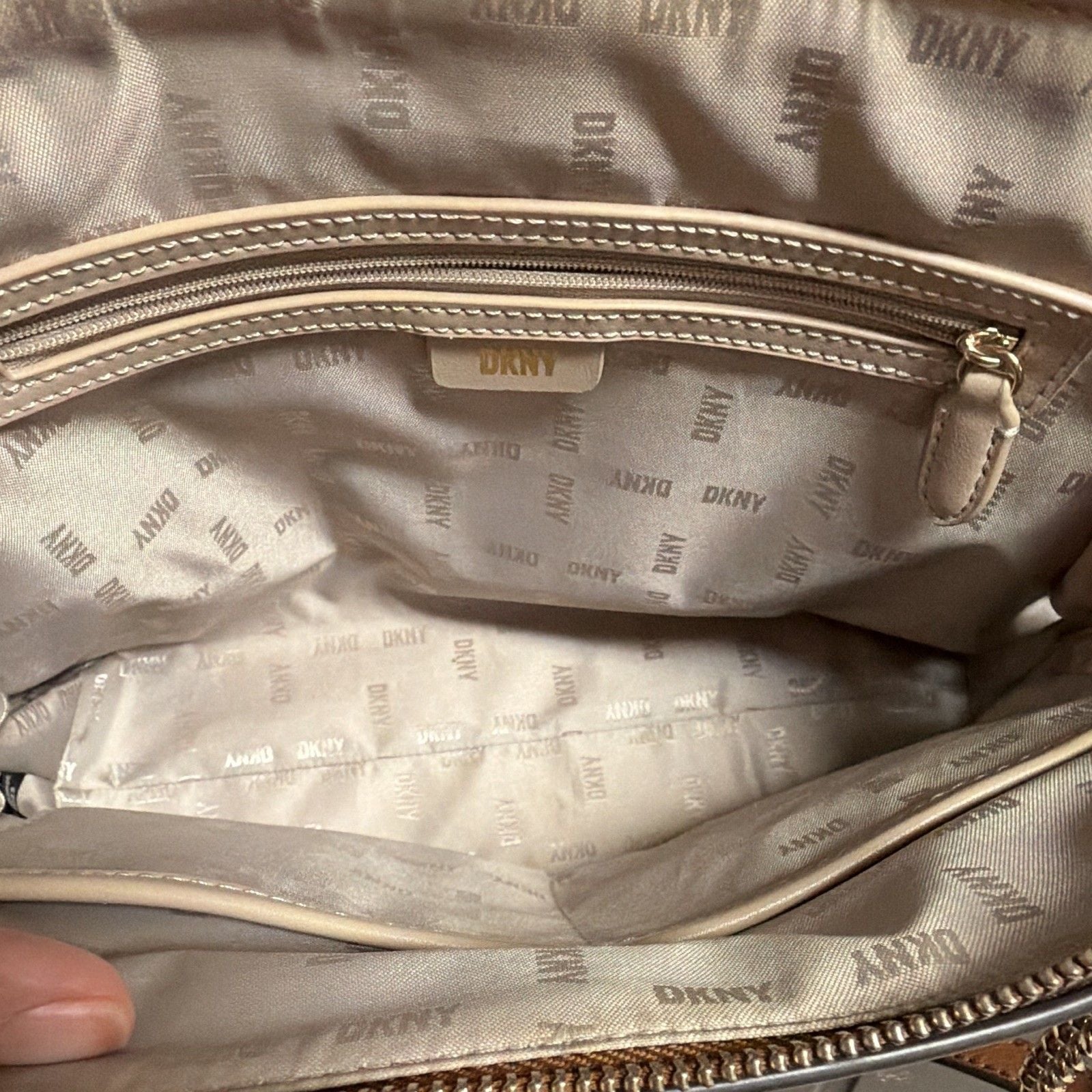 DKNY Bryant Park Medium Triple Compartment Top Zip Satchel - Chino/Caramel 9